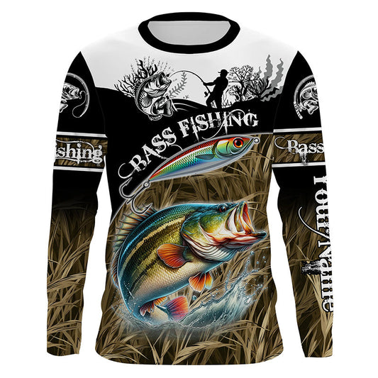 Bass fishing Camo Performance 3D Customize UV protectionlong sleeves fishing shirt for men NPQ115