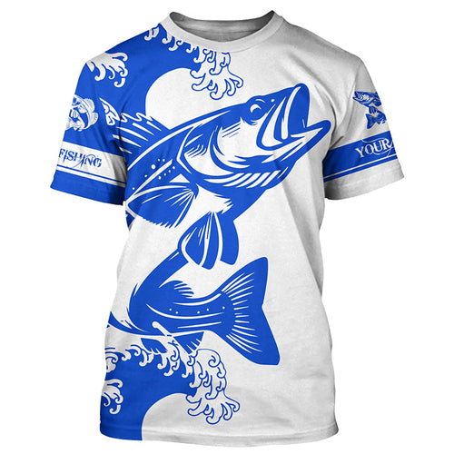 Walleye fishing tattoo blue color Custom name fishing shirts jerseys | Tshirt - NPQ878