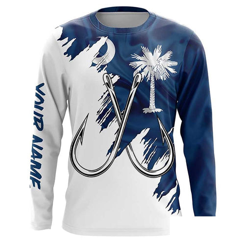 South Carolina flag SC Fishing Fish Hook UV protection custom long sleeve Patriotic fishing apparel NQS8018