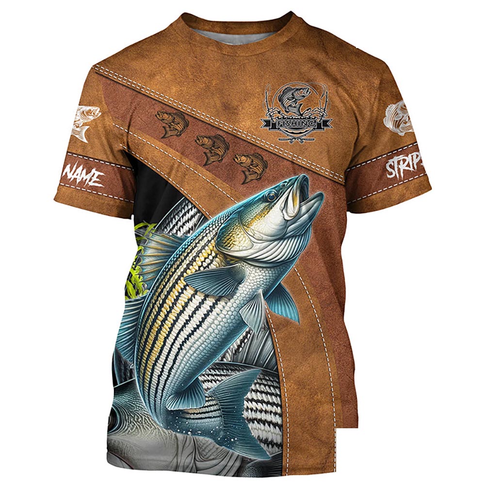 Striped bass fishing Customize Name fishing T-shirt, personlized gift for fisherman NPQ391