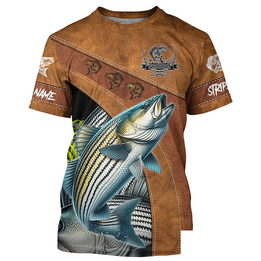 Striped bass fishing Customize Name fishing T-shirt, personlized gift for fisherman NPQ391