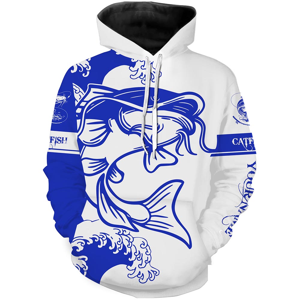 Catfish fishing tattoo blue Custom name Catfish fishing shirts jerseys  | Hoodie - NPQ886
