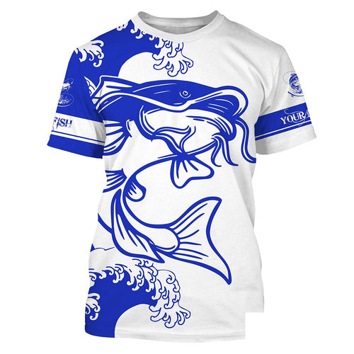 Catfish fishing tattoo blue Custom name Catfish fishing shirts jerseys | Tshirt - NPQ886