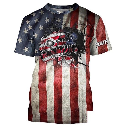 American flag patriotic fish reaper Customize Name All-over Print Unisex fishing T-shirt NPQ83