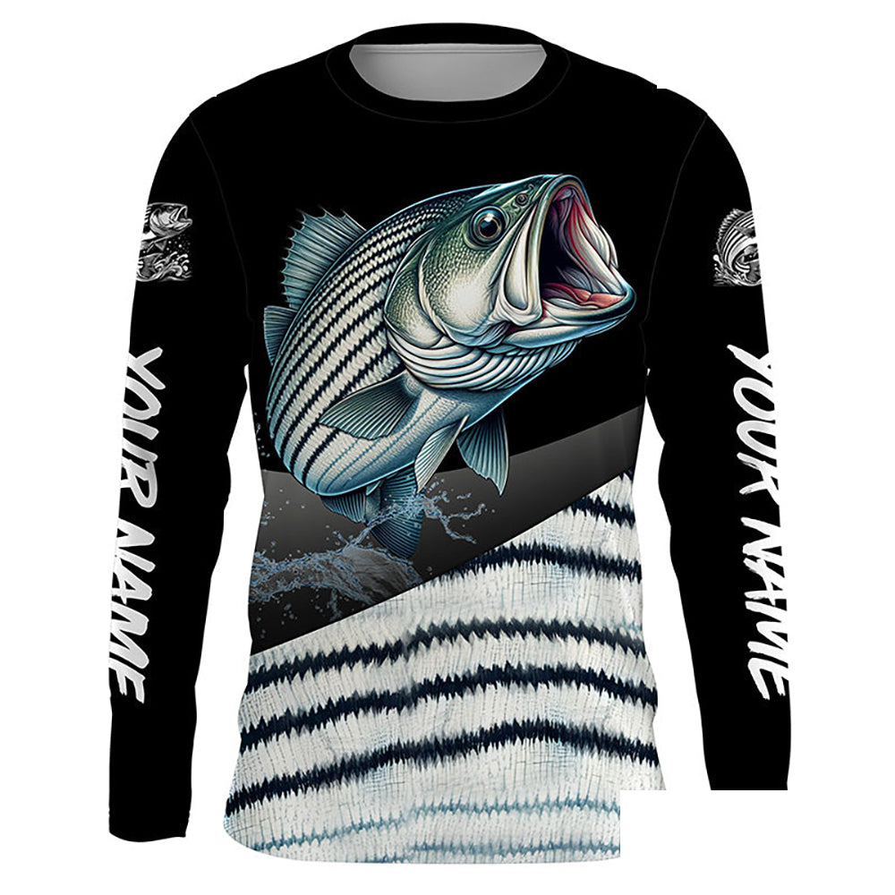 Custom Striped bass Fishing Jerseys, Personalized striper Fishing scales fishing Long sleeve shirts NQS4947