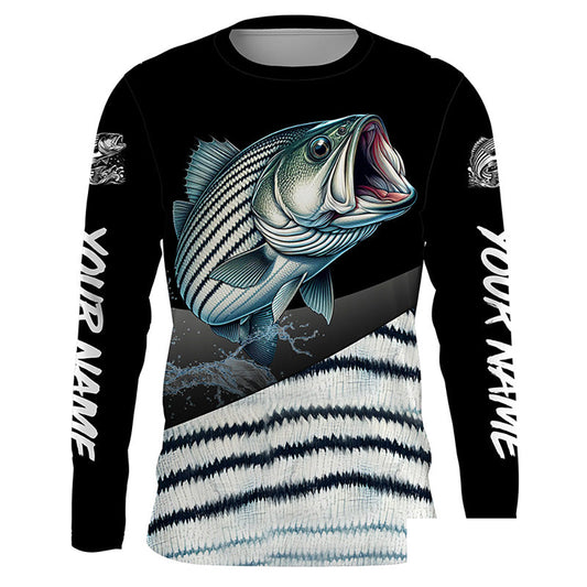 Custom Striped bass Fishing Jerseys, Personalized striper Fishing scales fishing Long sleeve shirts NQS4947