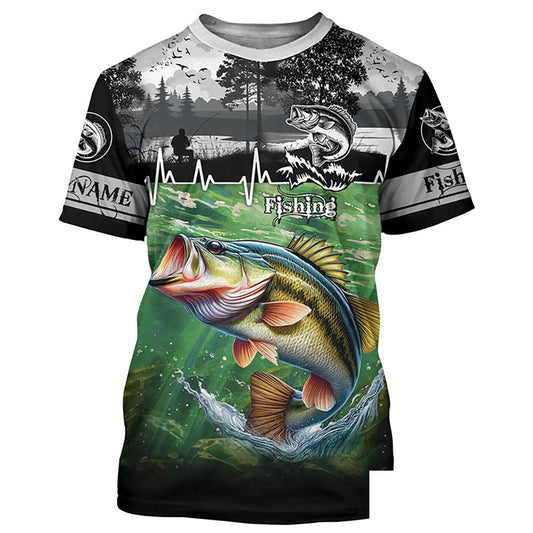 Largemouth bass Fishing shirts Customize Name All-over Print Unisex fishing T-shirt NPQ473