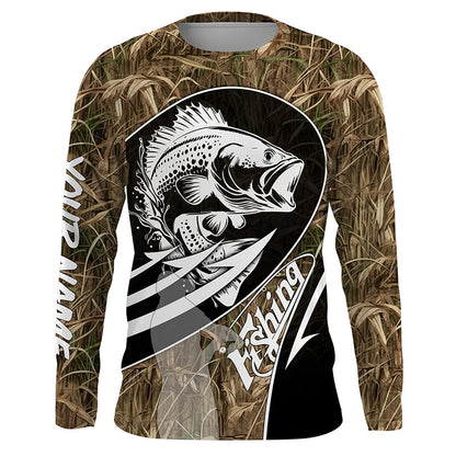 Largemouth Bass fishing tattoo camo fishing Custom Name Long sleeve, Long Sleeve Hooded Fishing Shirt - NPQ669