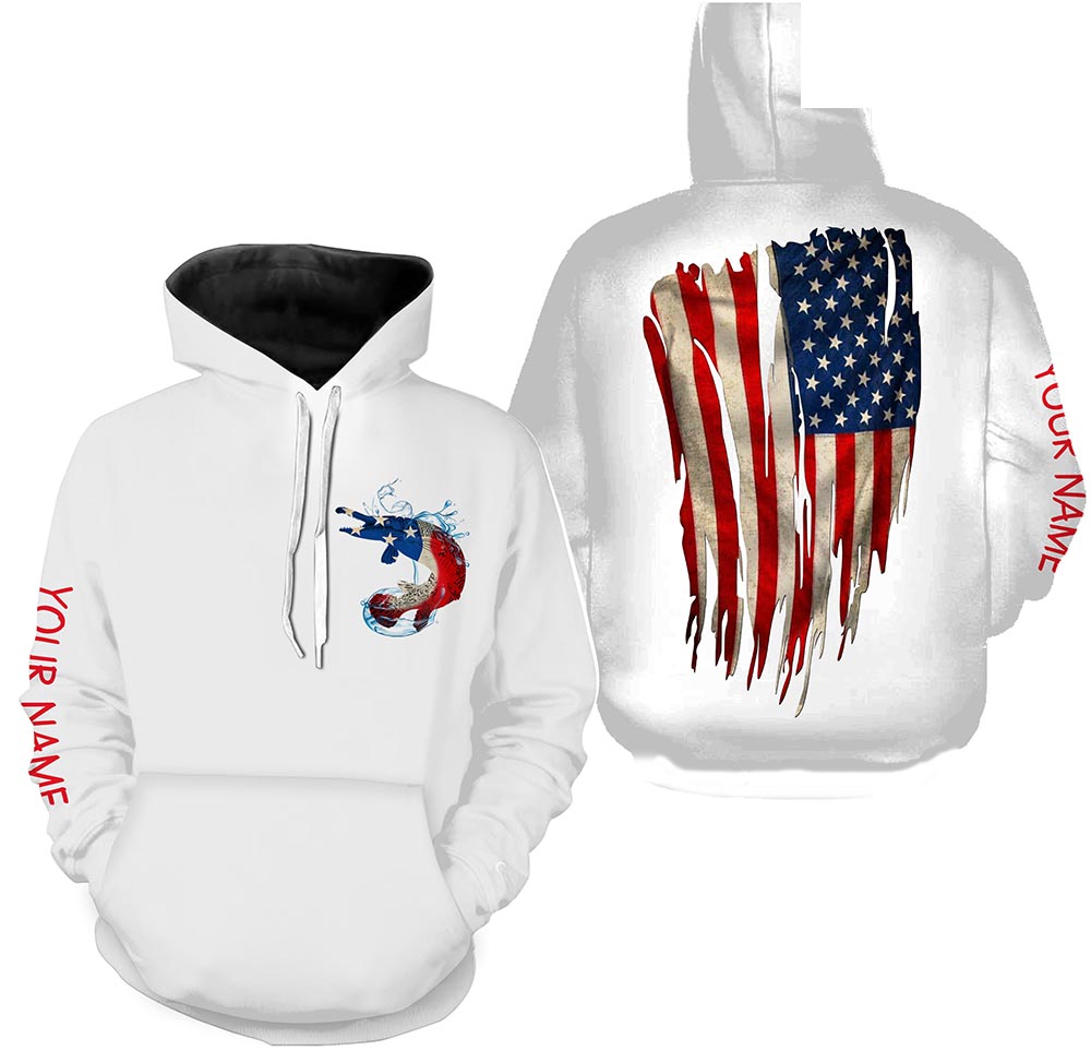 Alligator Gar fishing American flag patriot Custom Name 3D All Over Printed Hoodie - NPQ624