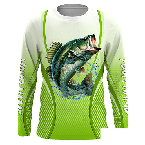 Largemouth bass Fishing green camo Bass jersey Customize Bass fishing tournament Long sleeve NQS5055