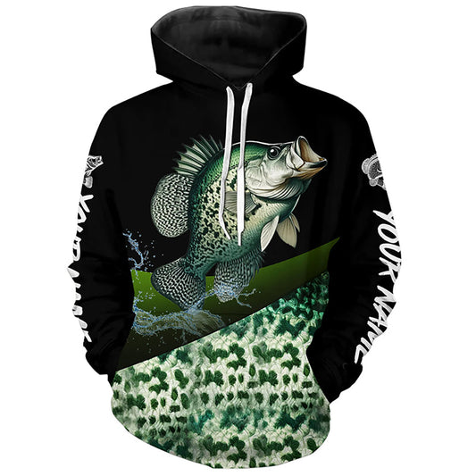 Crappie freshwater fishing green scales Custom name fishing jerseys  | Hoodie - NPQ784