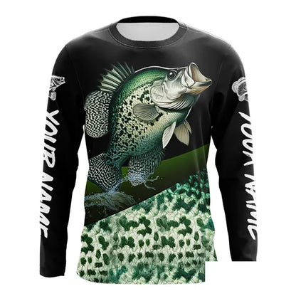 Crappie freshwater fishing green scales Custom name fishing jerseys | Long sleeve, Long Sleeve Hooded NPQ784