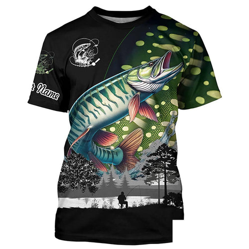 Musky Muskellunge fishing scales Custom name fishing shirts jerseys | Tshirt - NPQ858
