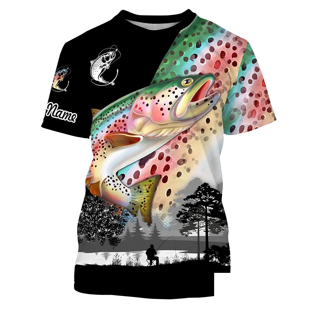 Rainbow trout fishing scales Custom name fishing shirts jerseys | Tshirt - NPQ860