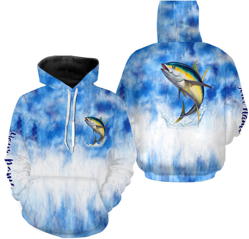 Tuna saltwater fishing blue sea camo Custom name fishing jerseys  | Hoodie - NPQ789