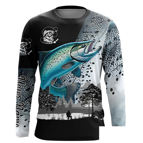 Chinook Salmon (King salmon) fishing scales Custom name Long sleeve, Long Sleeve Hooded NPQ953