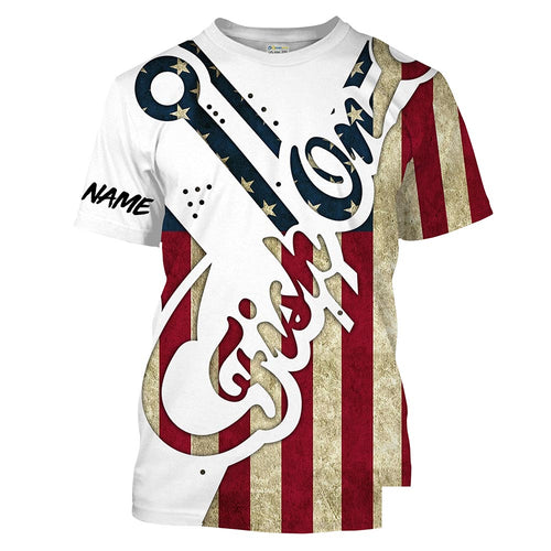 American flag Fish on patriotic fishing performance fishing shirt Customize fishing T-shirt NPQ5
