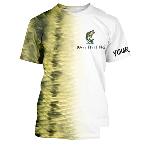 Personalized Green Scales Performance Bass Fishing T-shirt, Bass fishing tournament jersey NQS10238