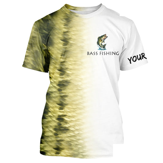 Personalized Green Scales Performance Bass Fishing T-shirt, Bass fishing tournament jersey NQS10238