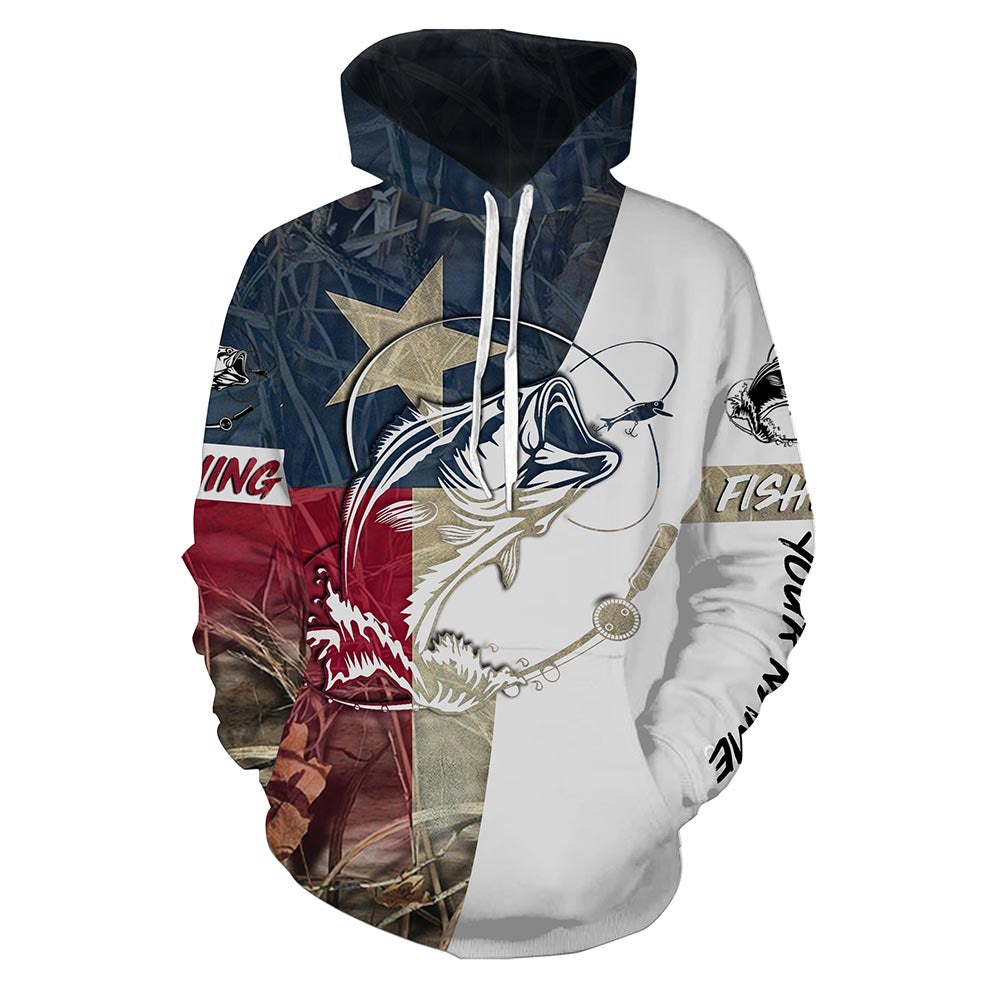 Texas Bass Fishing Texas Flag Camo Custom Name 3D Full Printing Shirt | Hoodie - SDF132