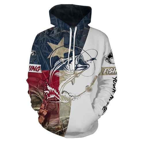 Texas Bass Fishing Texas Flag Camo Custom Name 3D Full Printing Shirt | Hoodie - SDF132