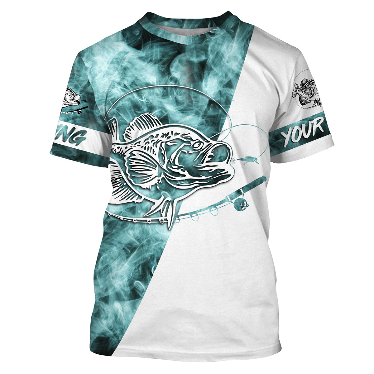 Crappie Fishing Blue Smoke 3D Customized Name Shirts For Fisherman Personalized Fishing Gifts | T-shirt - SDF84