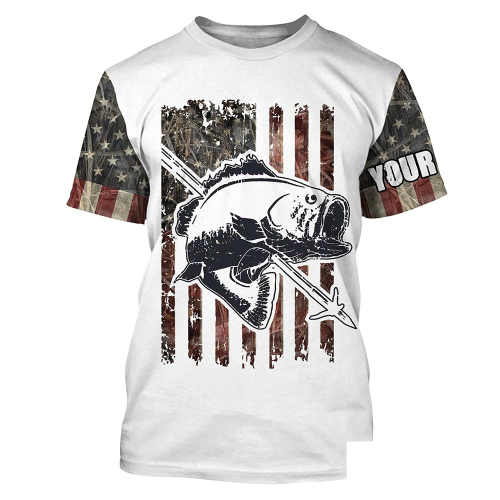 Bowfishing American USA Flag Camo Custom Name 3D All over printed Shirts | Tshirt - SDF135
