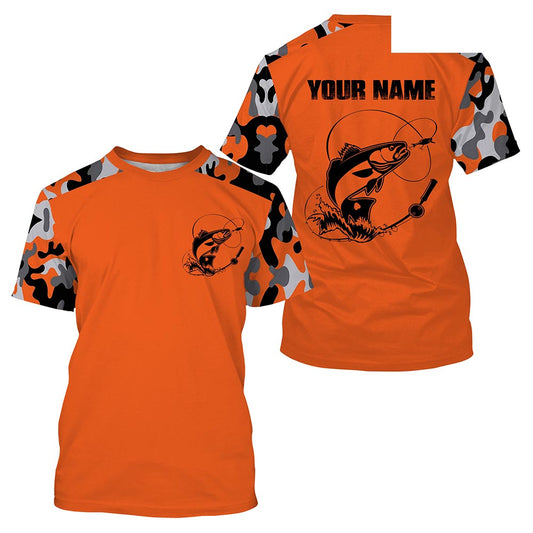 Personalized Redfish (Red Drum) Fishing Camouflage Orange Performance Fishing Shirt All Over Printed T-shirt SDF44