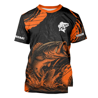 Personalized Bass Fishing Jerseys, Bass Fishing Scale Short Sleeve Shirt| Orange NHT388