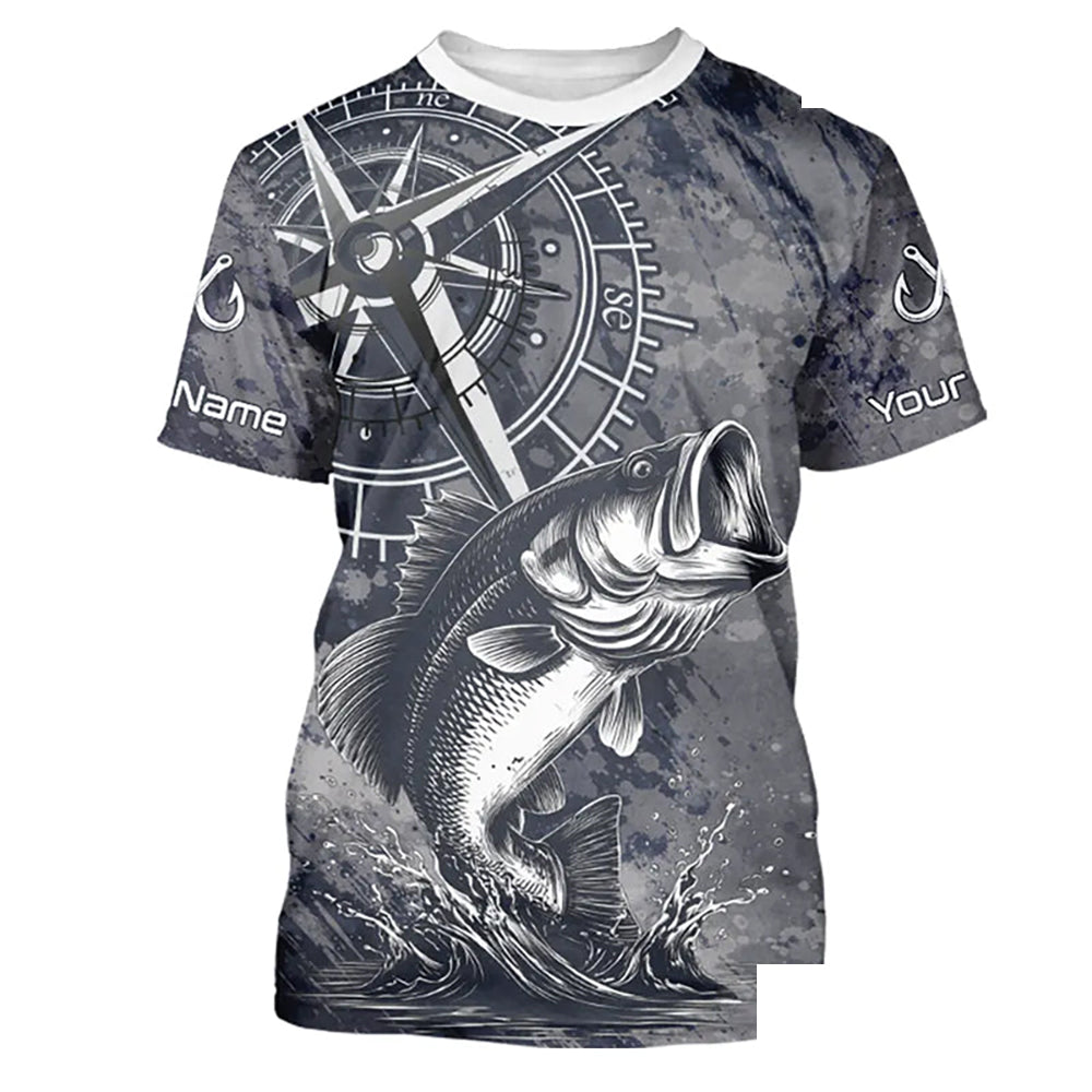 Personalized Bass Performance Fishing T-Shirt , Bass Compass Tournament Shirts NHT389
