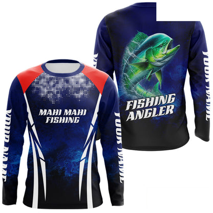 Personalized Mahi Mahi Long Sleeve Fishing Shirts UV Protection, Saltwater Fishing Shirts NBT373