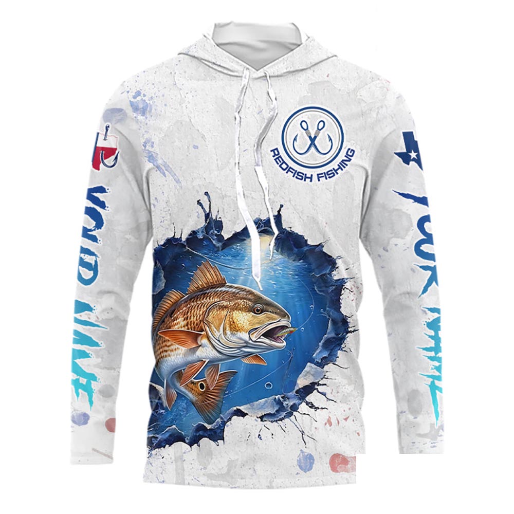 Custom Redfish Fishing Tournament T-Shirts, Redfish Saltwater Fishing Apparel | White NBT684