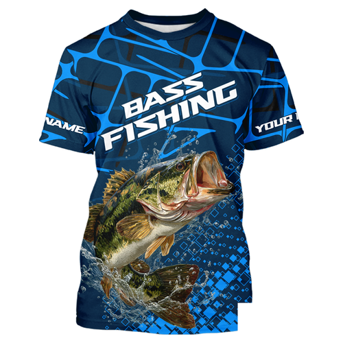 Largemouth Bass Fishing, Bass Fishing T-Shirts , Fishing Gift | Blue NHT385