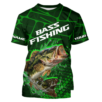 Largemouth Bass Fishing, Fishing T-Shirts Scale, Fishing Gift | Green NHT392