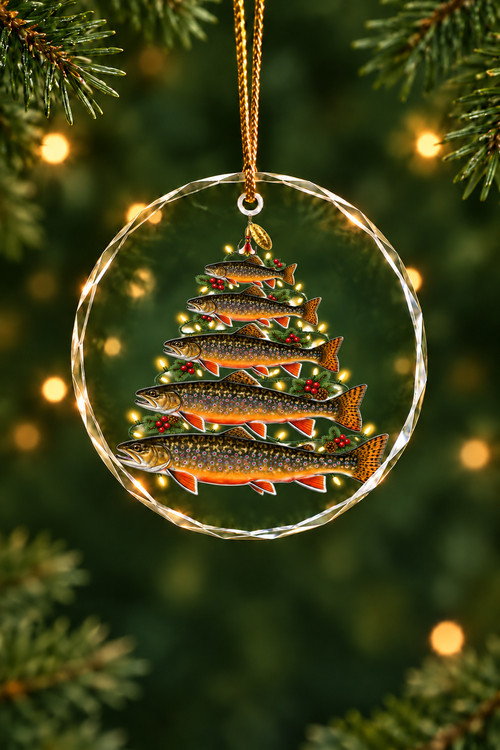 Tree of the Brookie Spirits Glass Ornament, Fisherman Christmas Gift