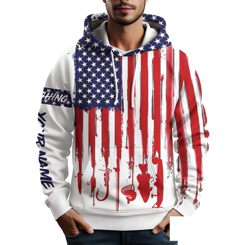 American Flag Fishing Hoodie Fishing Jersey For Fisherman A12-Hoodie