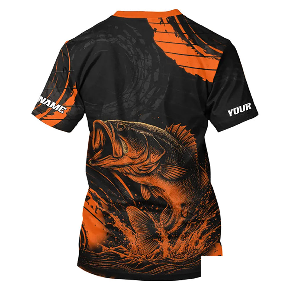 Personalized Bass Fishing Jerseys, Bass Fishing Scale Short Sleeve Shirt| Orange NHT388