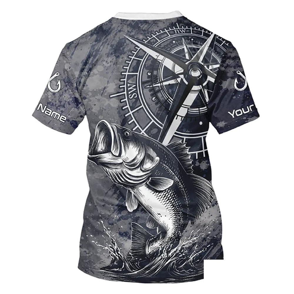 Personalized Bass Performance Fishing T-Shirt , Bass Compass Tournament Shirts NHT389