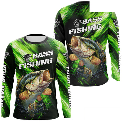 Green Camo Largemouth Bass Fishing Jersey For Men, Bass Fishing Performance Shirts Personalized Gifts NBT370