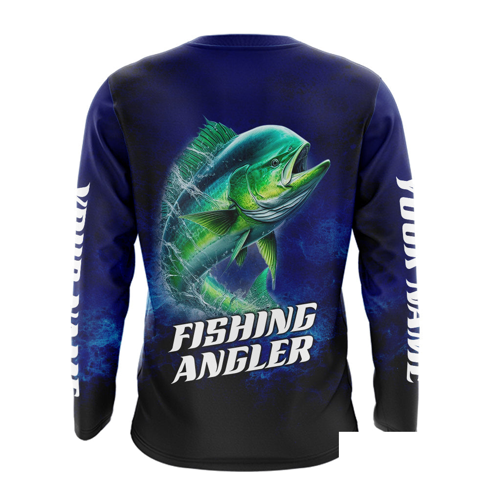 Personalized Mahi Mahi Long Sleeve Fishing Shirts UV Protection, Saltwater Fishing Shirts NBT373