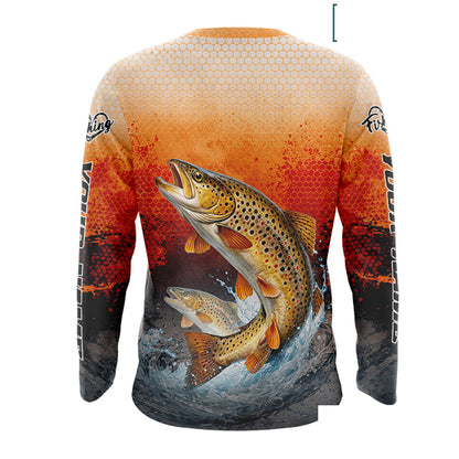 Brown Trout Long Sleeve Fishing Shirts Custom Name, Fishing Gifts Trout Fishing Shirts NBT380