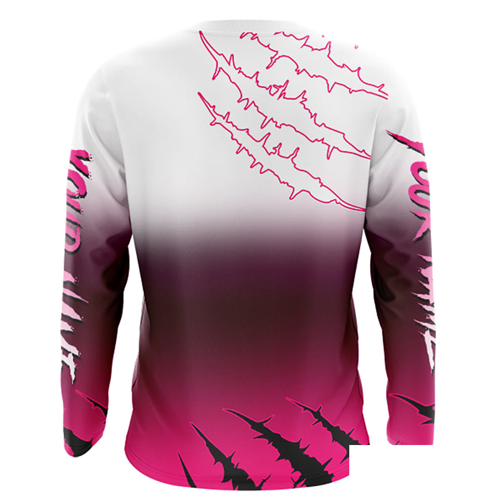 Largemouth Bass Long Sleeve Fishing Shirts Pink Angry Fish, Bass Fishing Shirts NBT387