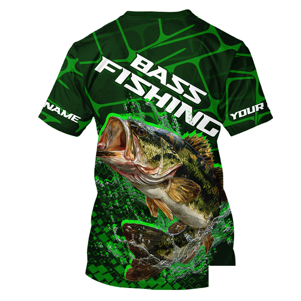 Largemouth Bass Fishing, Fishing T-Shirts Scale, Fishing Gift | Green NHT392