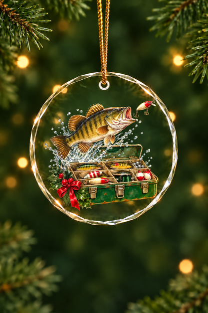 Bronzeback of the Tackle Box Christmas Glass Ornament, Angler Holiday Tree Decor