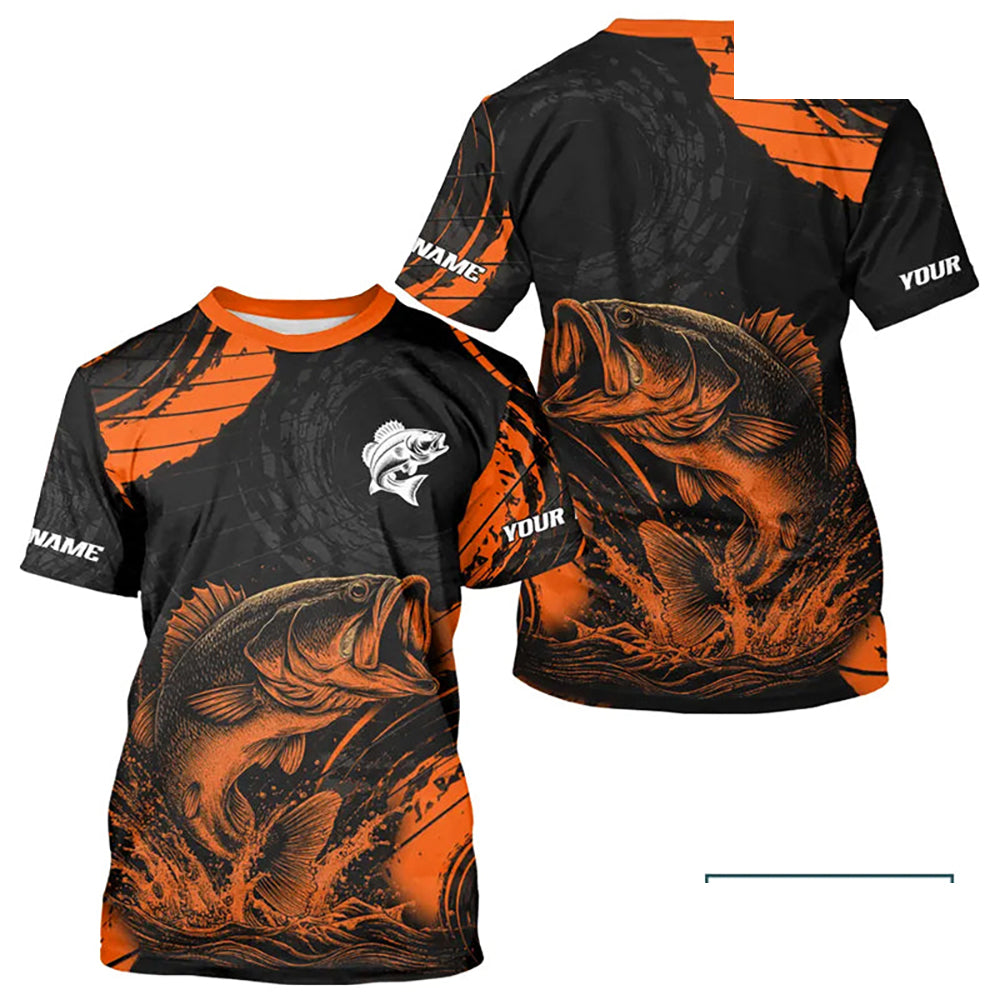 Personalized Bass Fishing Jerseys, Bass Fishing Scale Short Sleeve Shirt| Orange NHT388