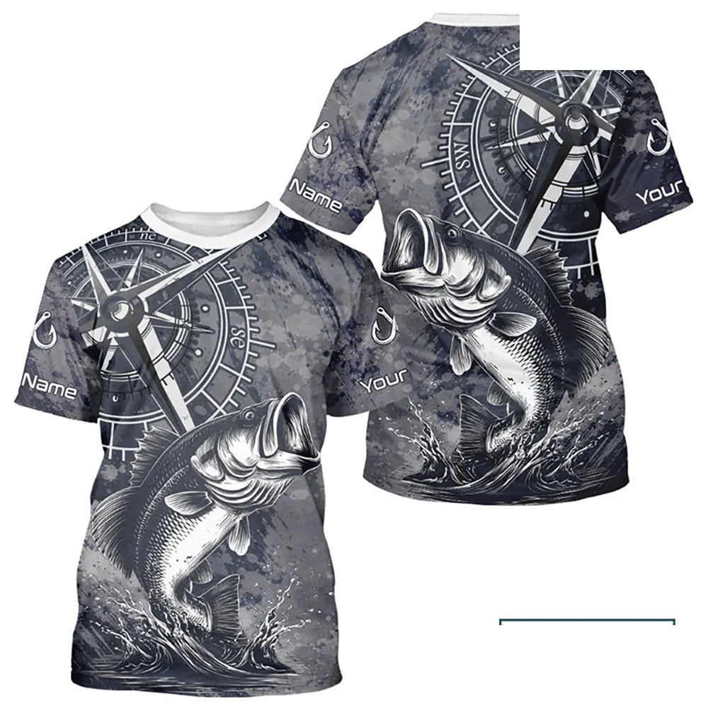 Personalized Bass Performance Fishing T-Shirt , Bass Compass Tournament Shirts NHT389
