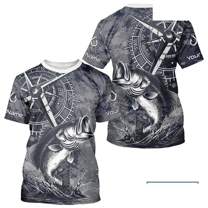 Personalized Bass Performance Fishing T-Shirt , Bass Compass Tournament Shirts NHT389