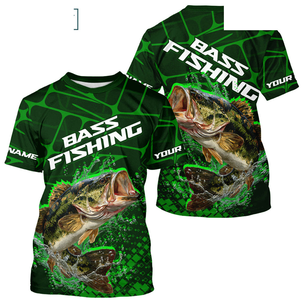 Largemouth Bass Fishing, Fishing T-Shirts Scale, Fishing Gift | Green NHT392