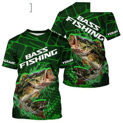 Largemouth Bass Fishing, Fishing T-Shirts Scale, Fishing Gift | Green NHT392