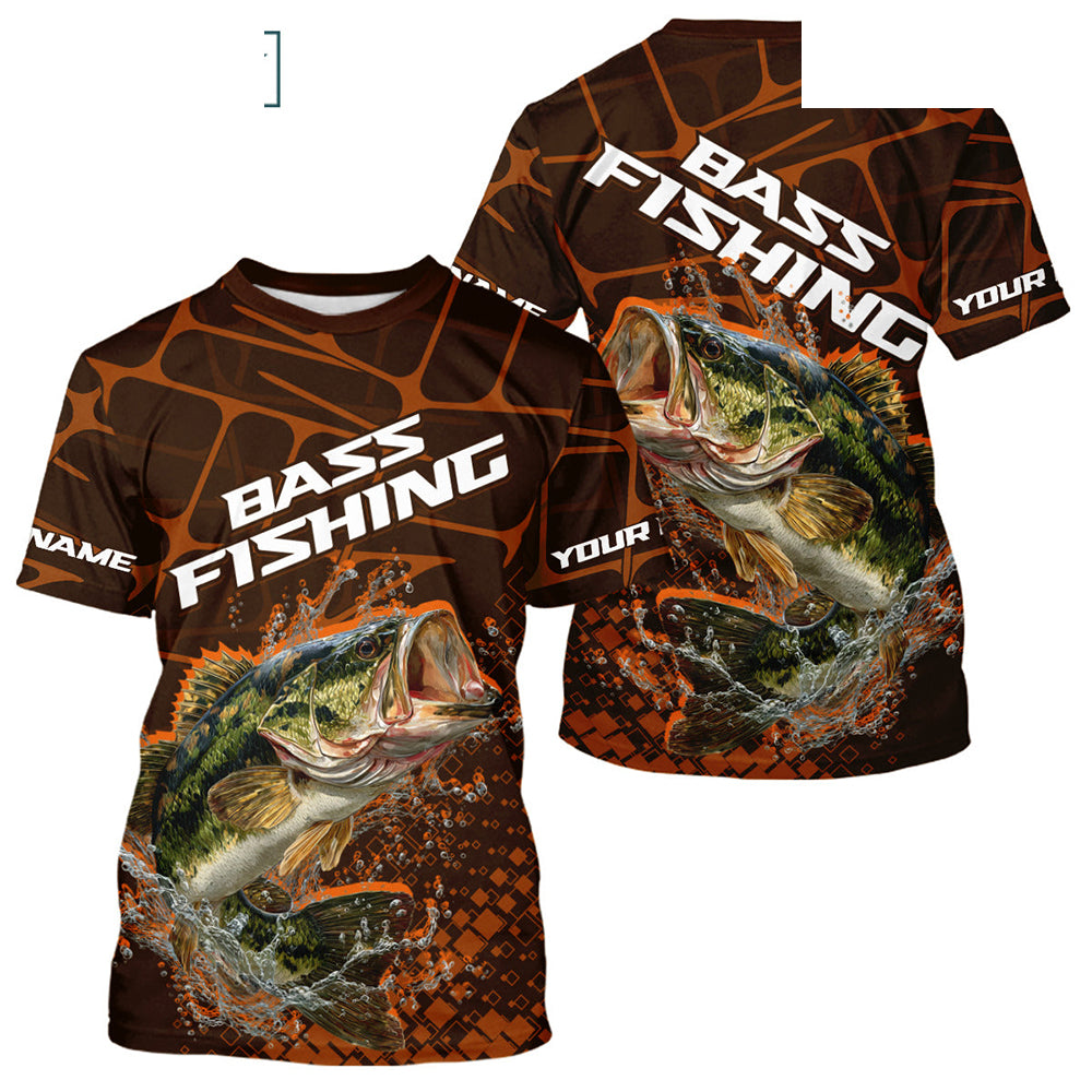 Largemouth Bass Fishing, Fishing T-Shirts Scale, Fishing Gift | Orange NHT393